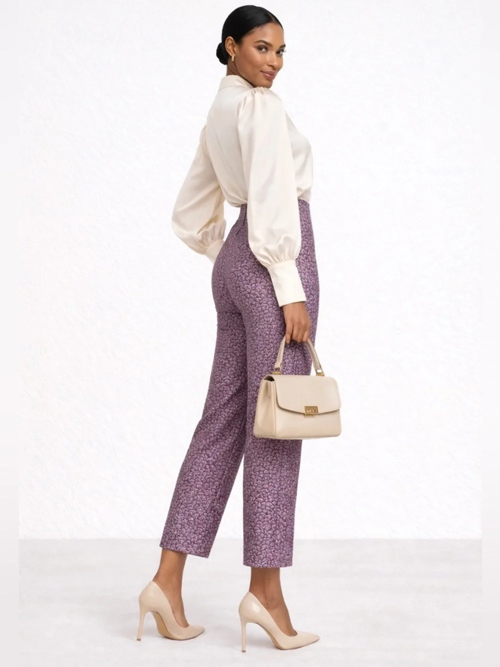 Kate Spade Party Bubbles Jacquard High Rise Crop Pants Purple Size 2 NWOT